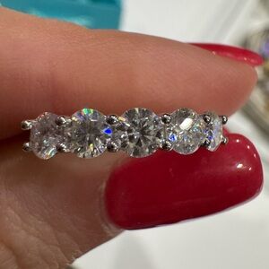 MOISSANITE 5 stone wedding band ring size 6
